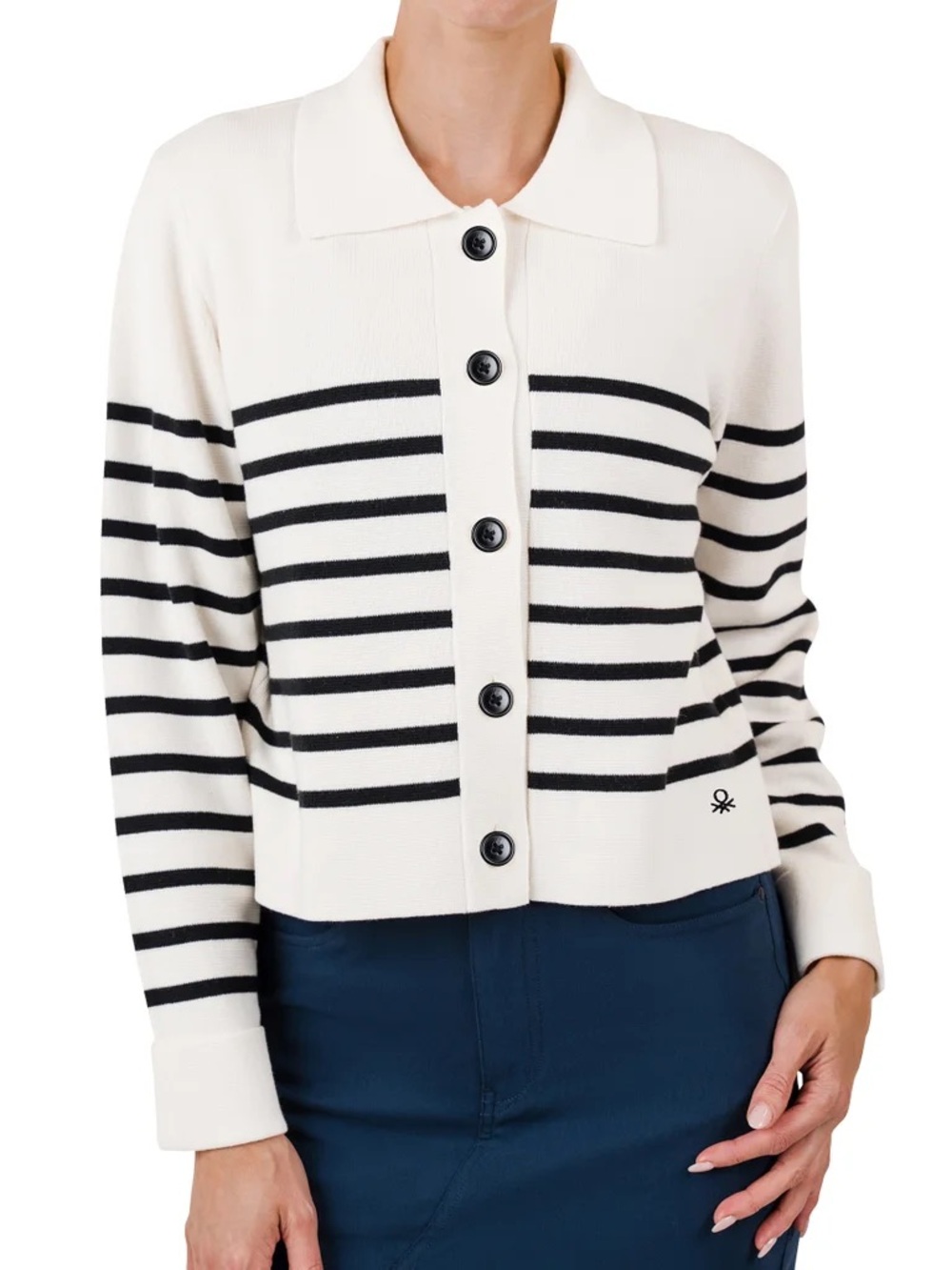 United Colors Of Benetton - Women’s Striped Cropped Knit Cardigan